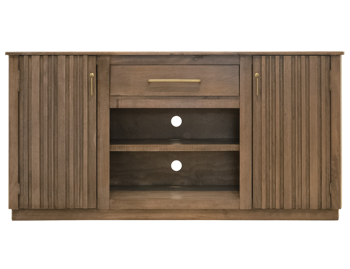 Mezquite TV Stand for Fire Place, Brown, 1 Drawer & 2 Door