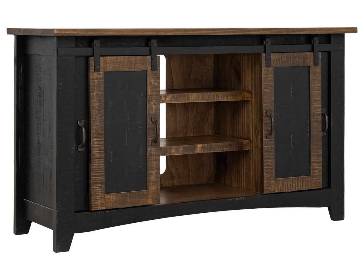 Pueblo TV Stand, Black, 2 Sliding Doors, 2 Mesh Doors 60"