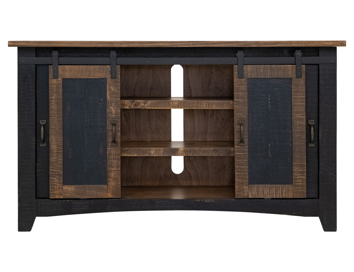 Pueblo TV Stand, Black, 2 Sliding Doors, 2 Mesh Doors 60"