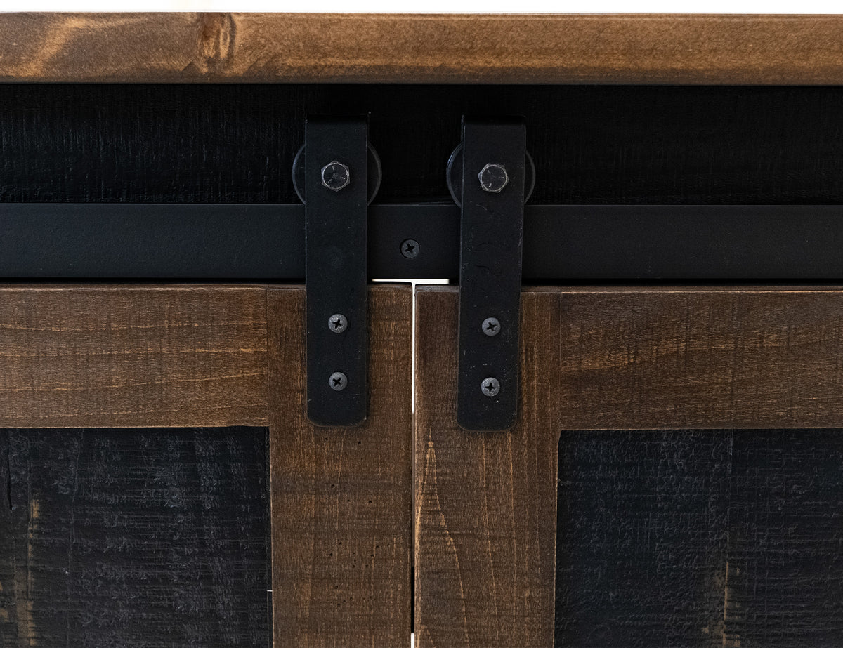 Pueblo TV Stand, Black, 2 Sliding Doors, 2 Mesh Doors 80"