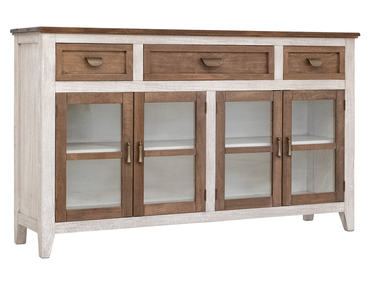 Sahara Console, White/Brown, 3 Drawer 4 Glass Door - IFD2951CNSBN
