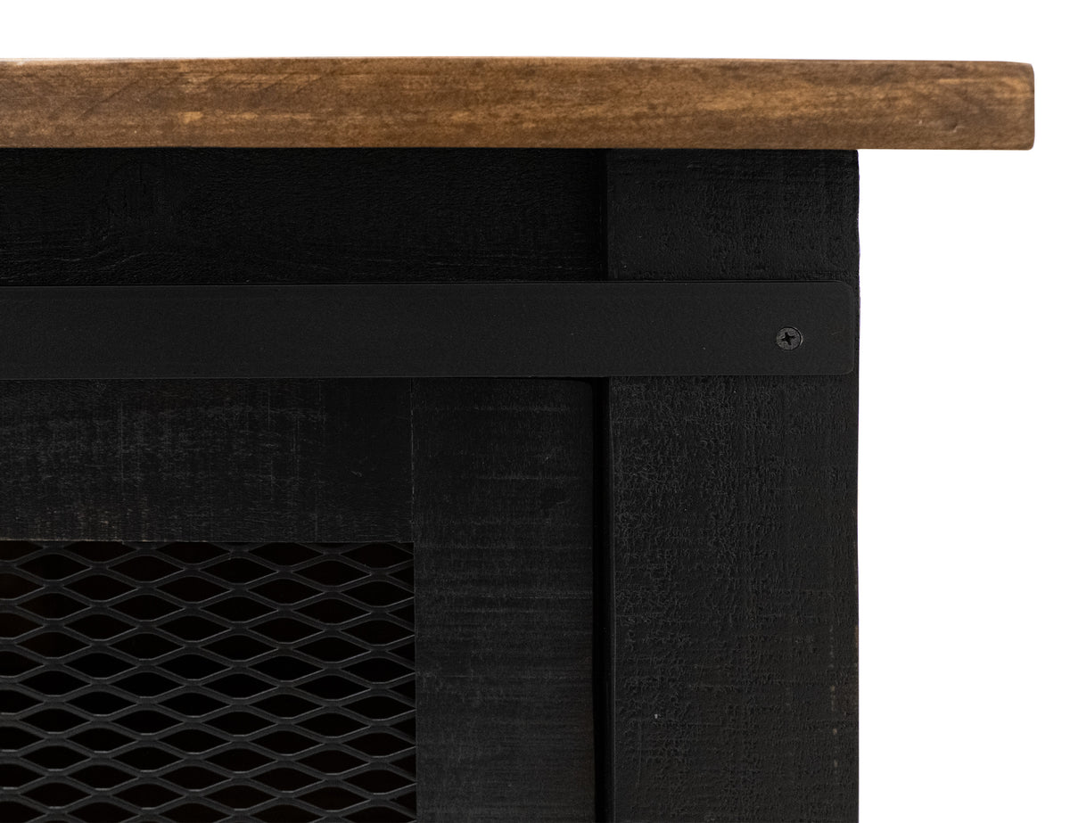 Pueblo TV Stand, Black, 2 Sliding Doors, 2 Mesh Doors 60"
