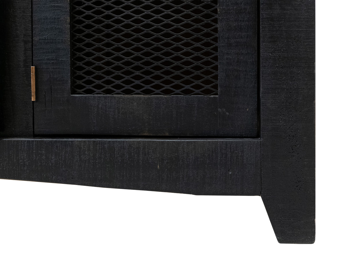 Pueblo TV Stand, Black, 2 Sliding Doors, 2 Mesh Doors 70"
