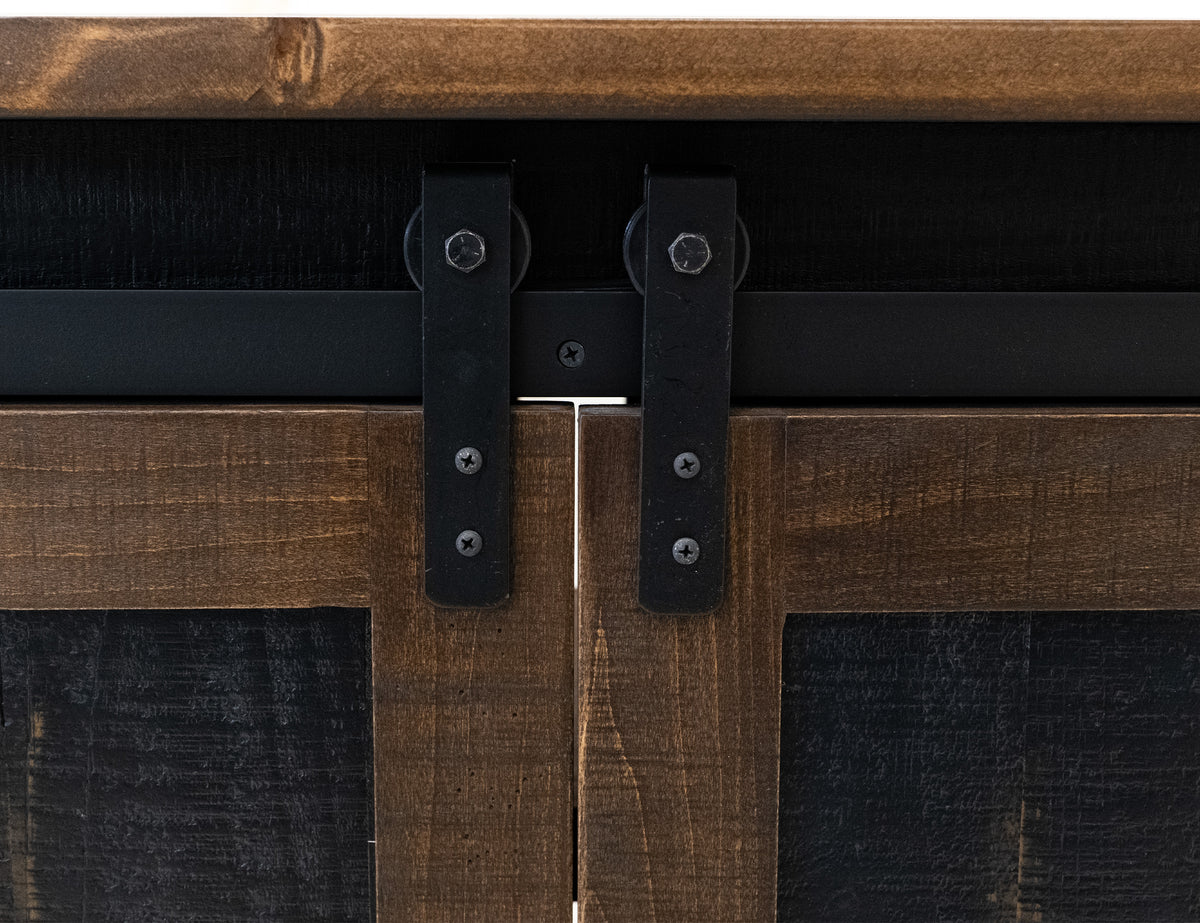 Pueblo TV Stand, Black, 2 Sliding Doors, 2 Mesh Doors 70"