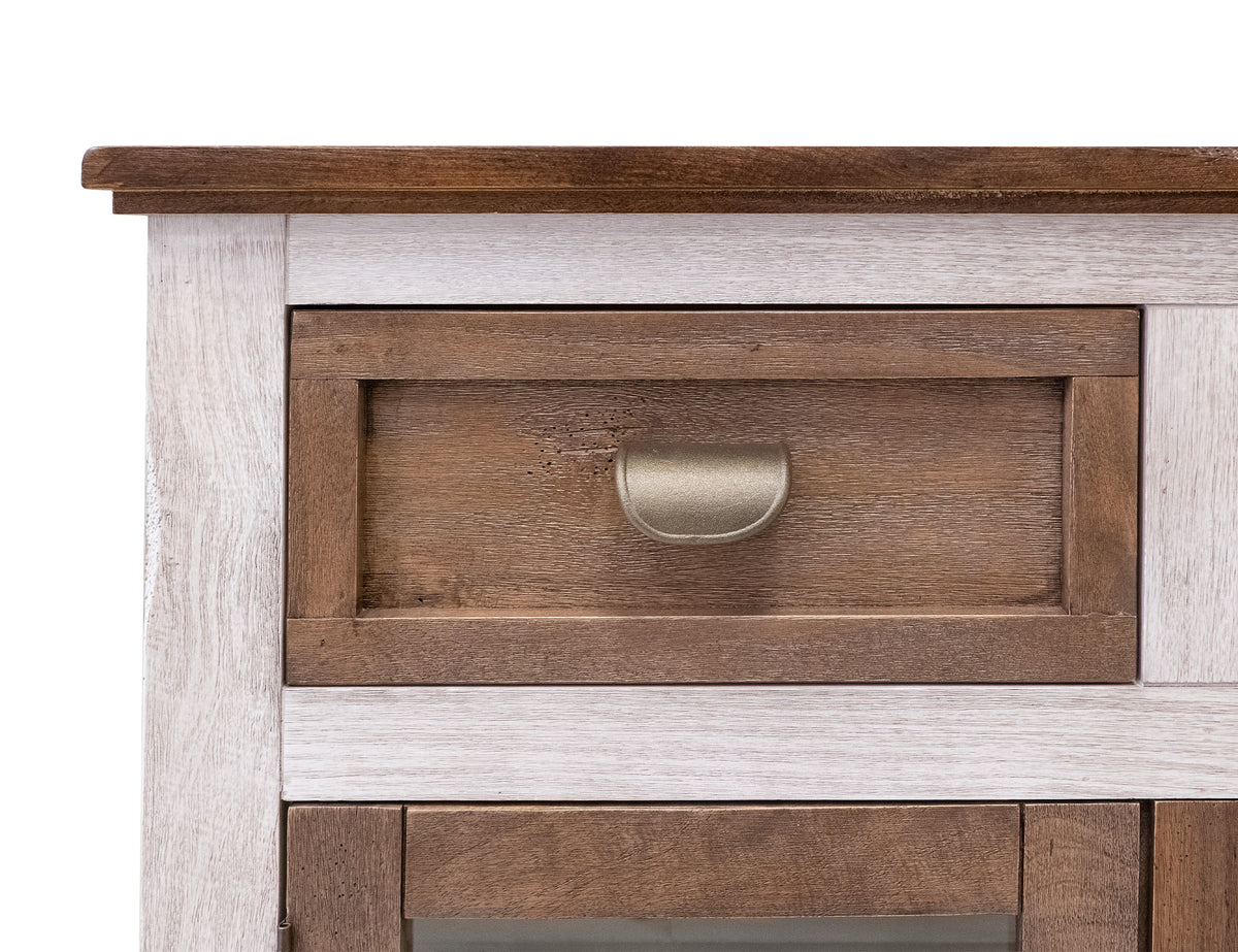 Sahara Console, White/Brown, 3 Drawer 4 Glass Door - IFD2951CNSBN
