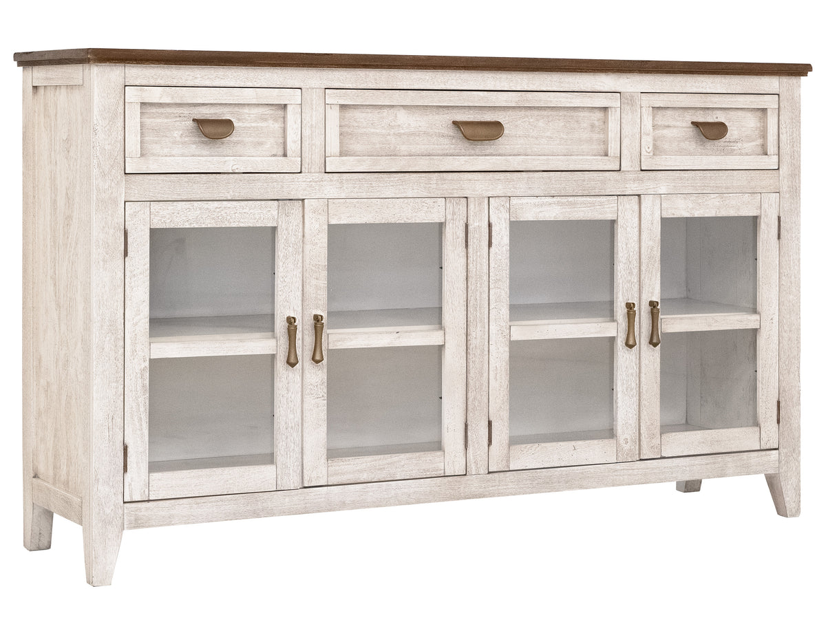 Sahara Console, White/Brown, 3 Drawer 4 Glass Door - IFD2951CNSWT