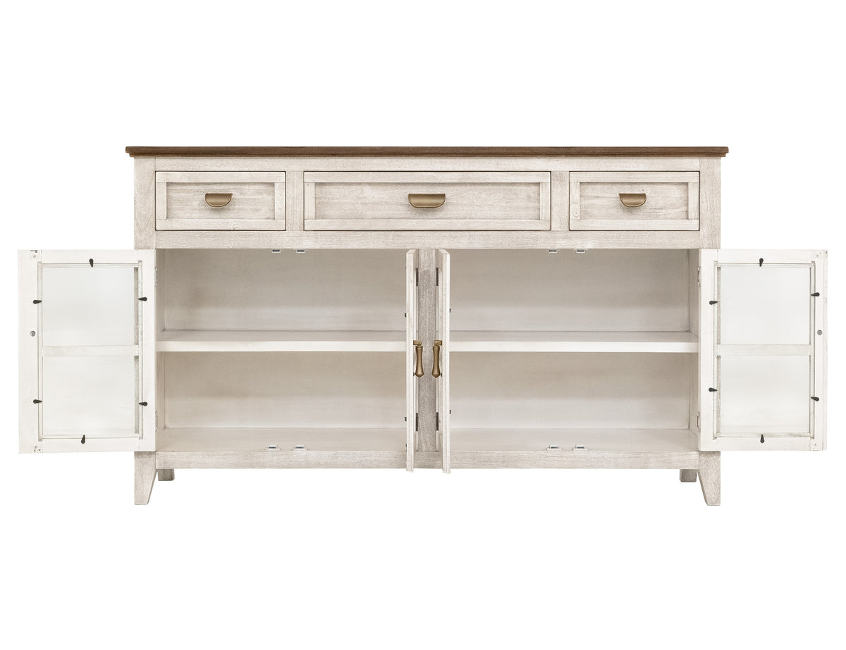 Sahara Console, White/Brown, 3 Drawer 4 Glass Door - IFD2951CNSWT