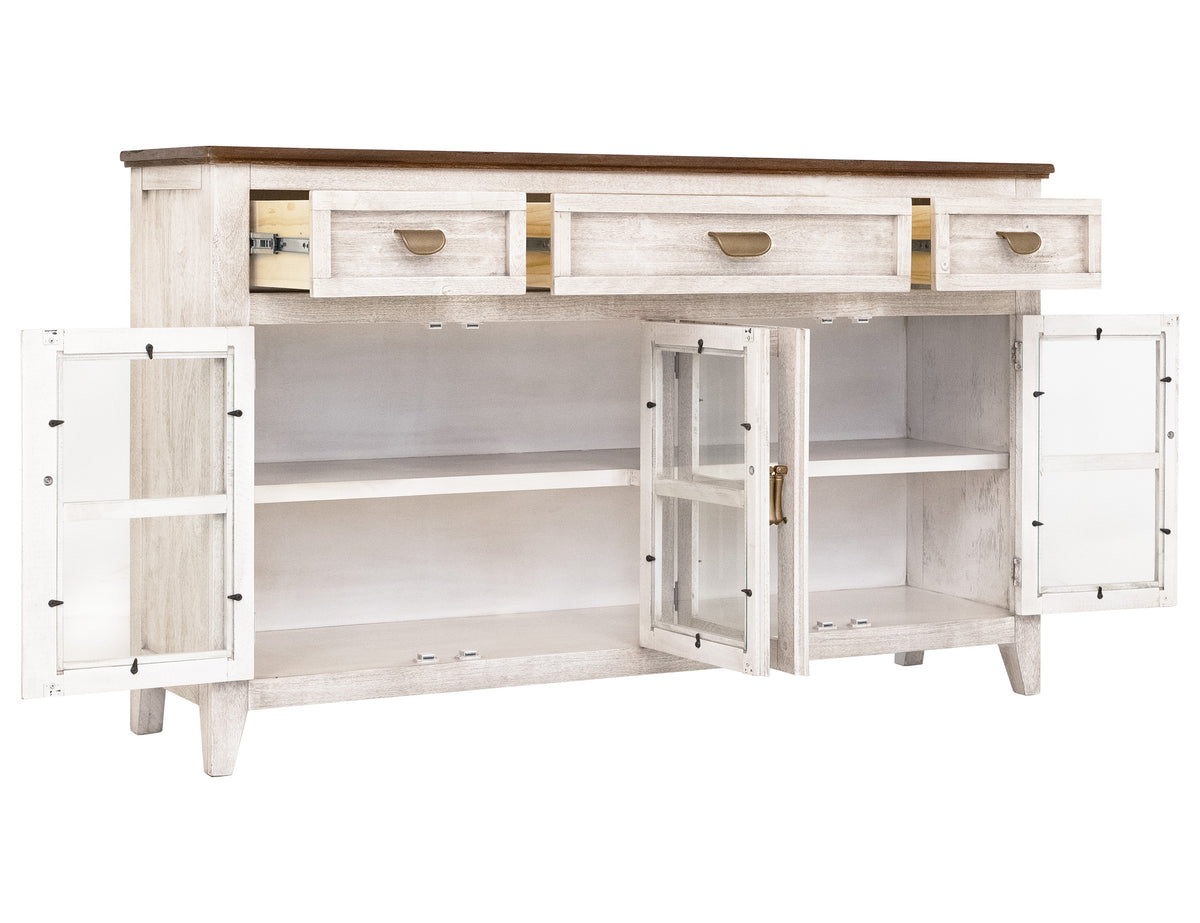 Sahara Console, White/Brown, 3 Drawer 4 Glass Door - IFD2951CNSWT