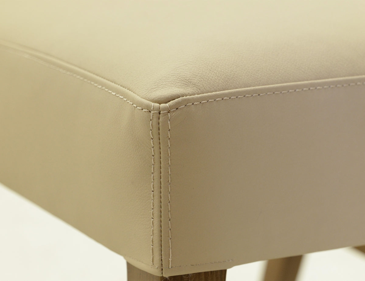 Silver Upholstered Chair, Ivory, (100% Leather) - Melina & Leather