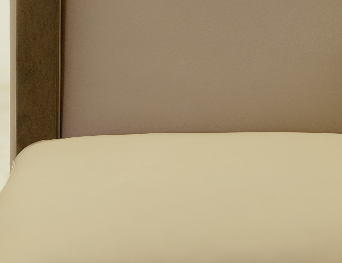 Silver Upholstered Chair, Ivory, (100% Leather) - Melina & Leather