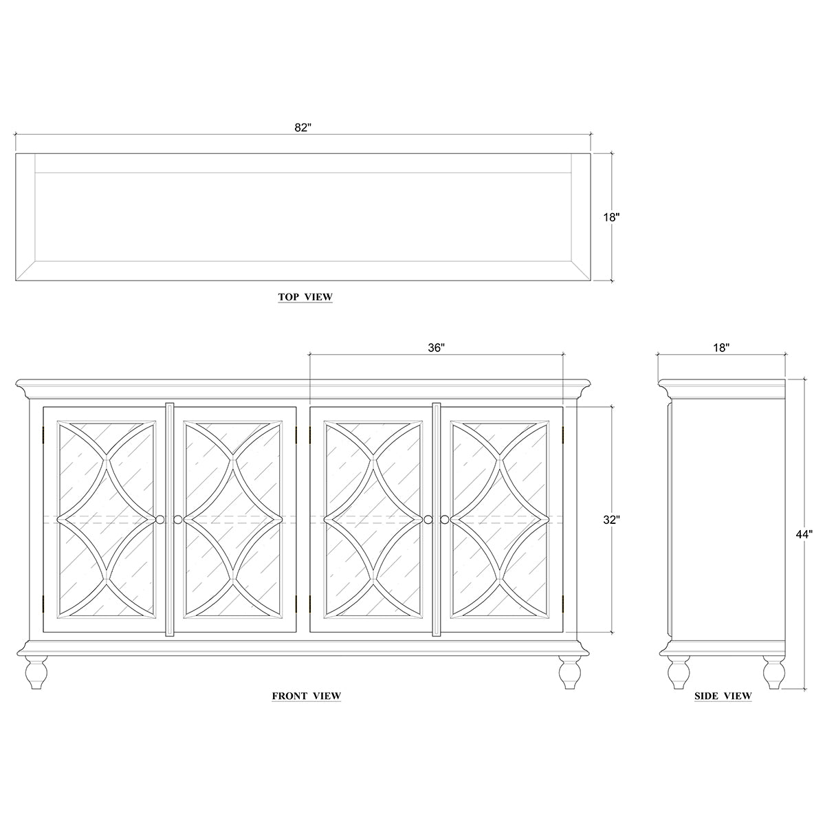 Hamilton 4 Door Buffet in Straw Wash w/ Architectural White Interior