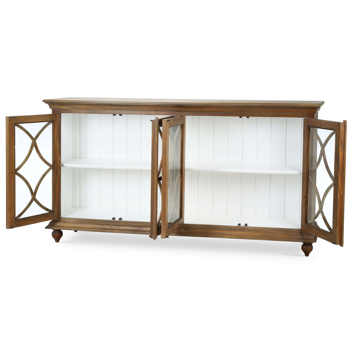 Hamilton 4 Door Buffet in Straw Wash w/ Architectural White Interior