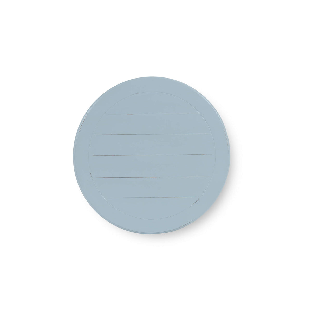 Martinique Round Side Table in Ocean Blue w/ Rattan Natural on Shelves