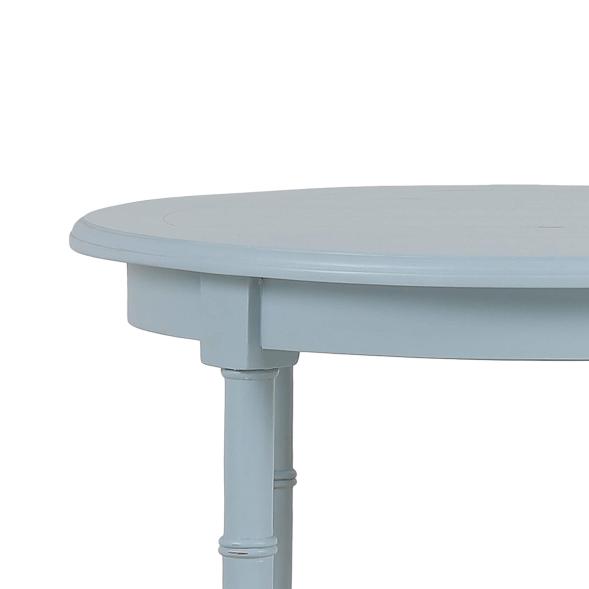 Martinique Round Side Table in Ocean Blue w/ Rattan Natural on Shelves