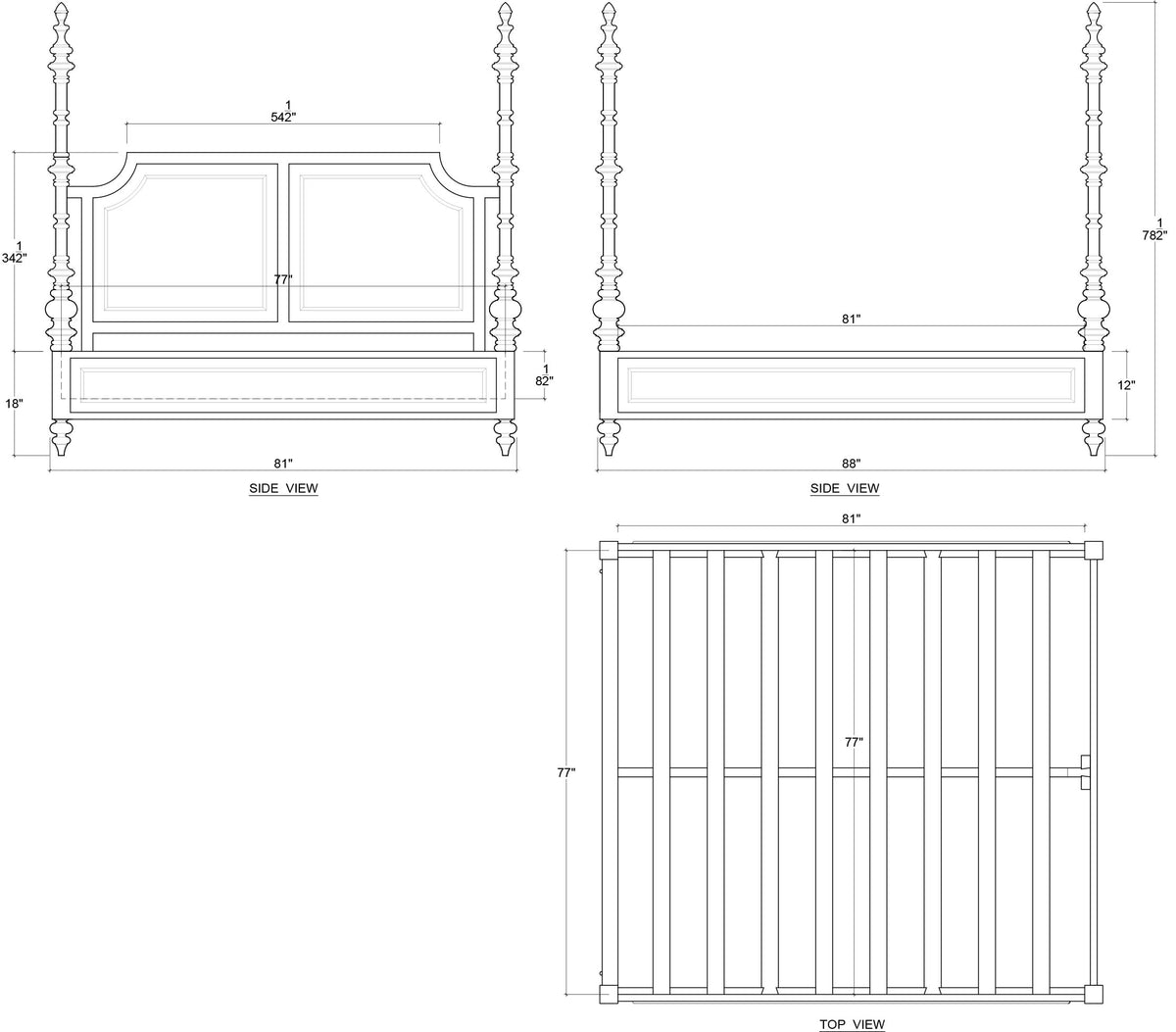 Savannah Bed King in True White (* adjustable posters)
