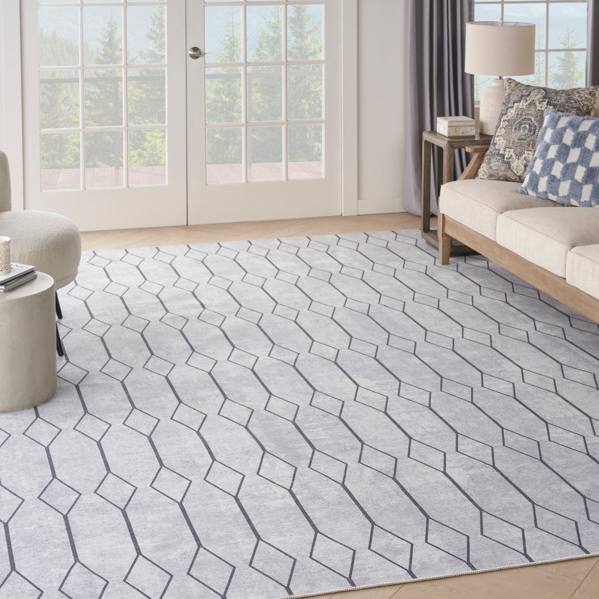 New Concept Washables SR107 Ivory Grey Rug