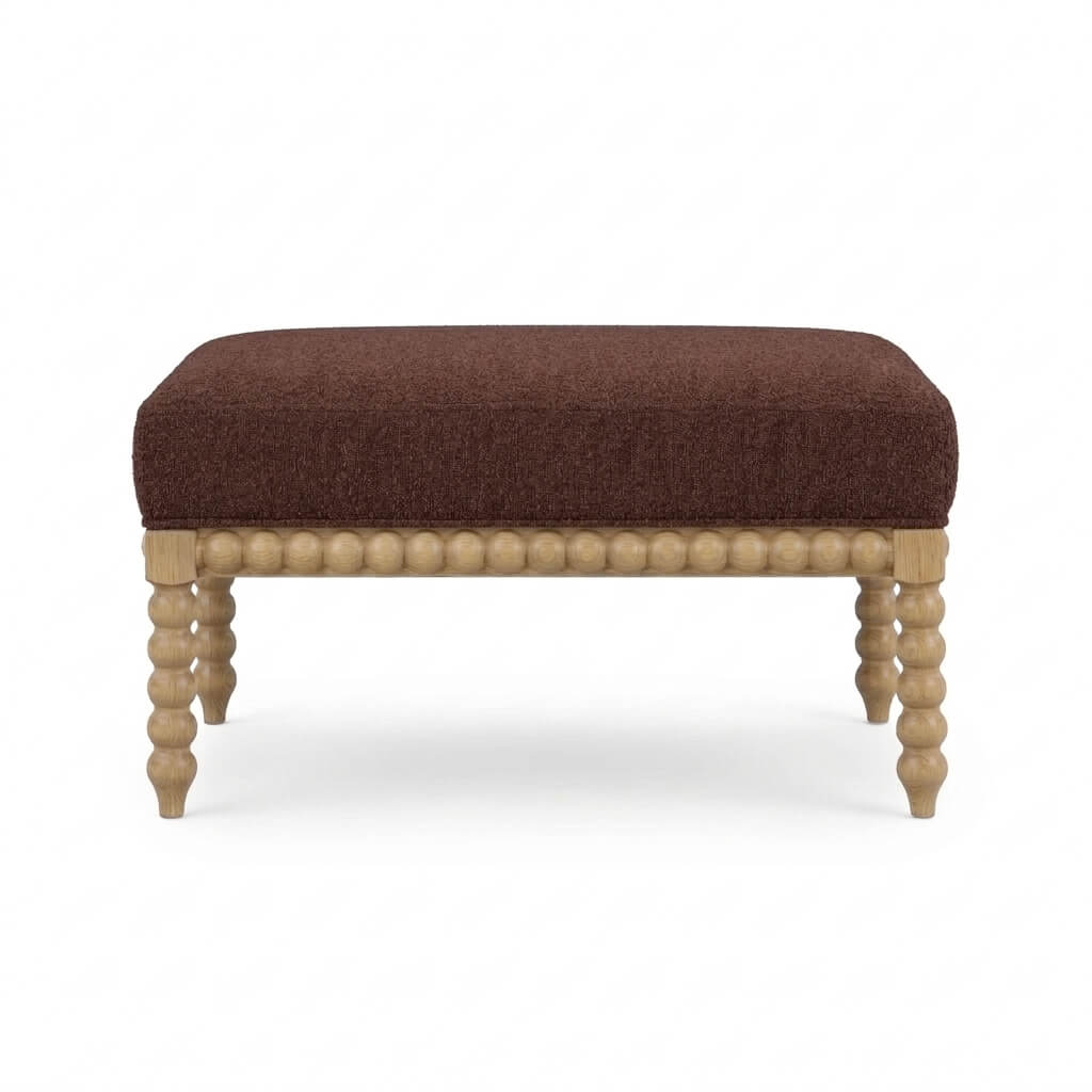 Cholet Ottoman in Fruitwood w/ Chestnut Brown Chenille Performance Fabric