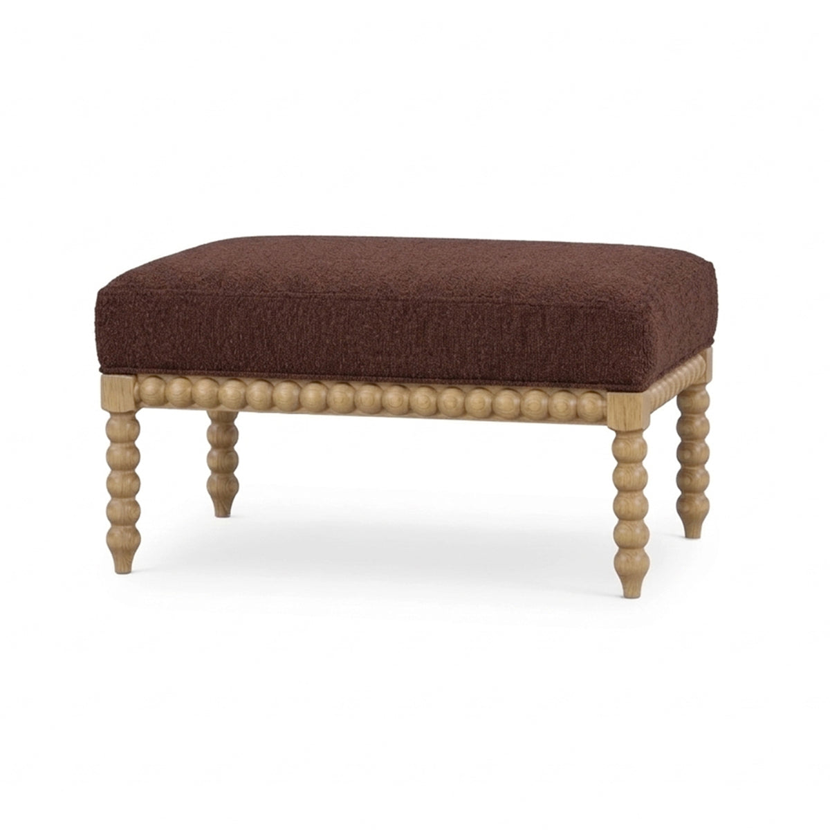 Cholet Ottoman in Fruitwood w/ Chestnut Brown Chenille Performance Fabric