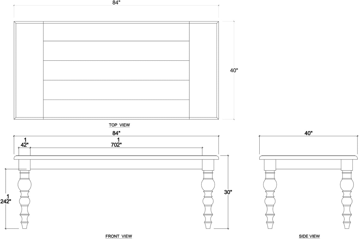 Madison Rectangular Dining Table 84" in Walnut