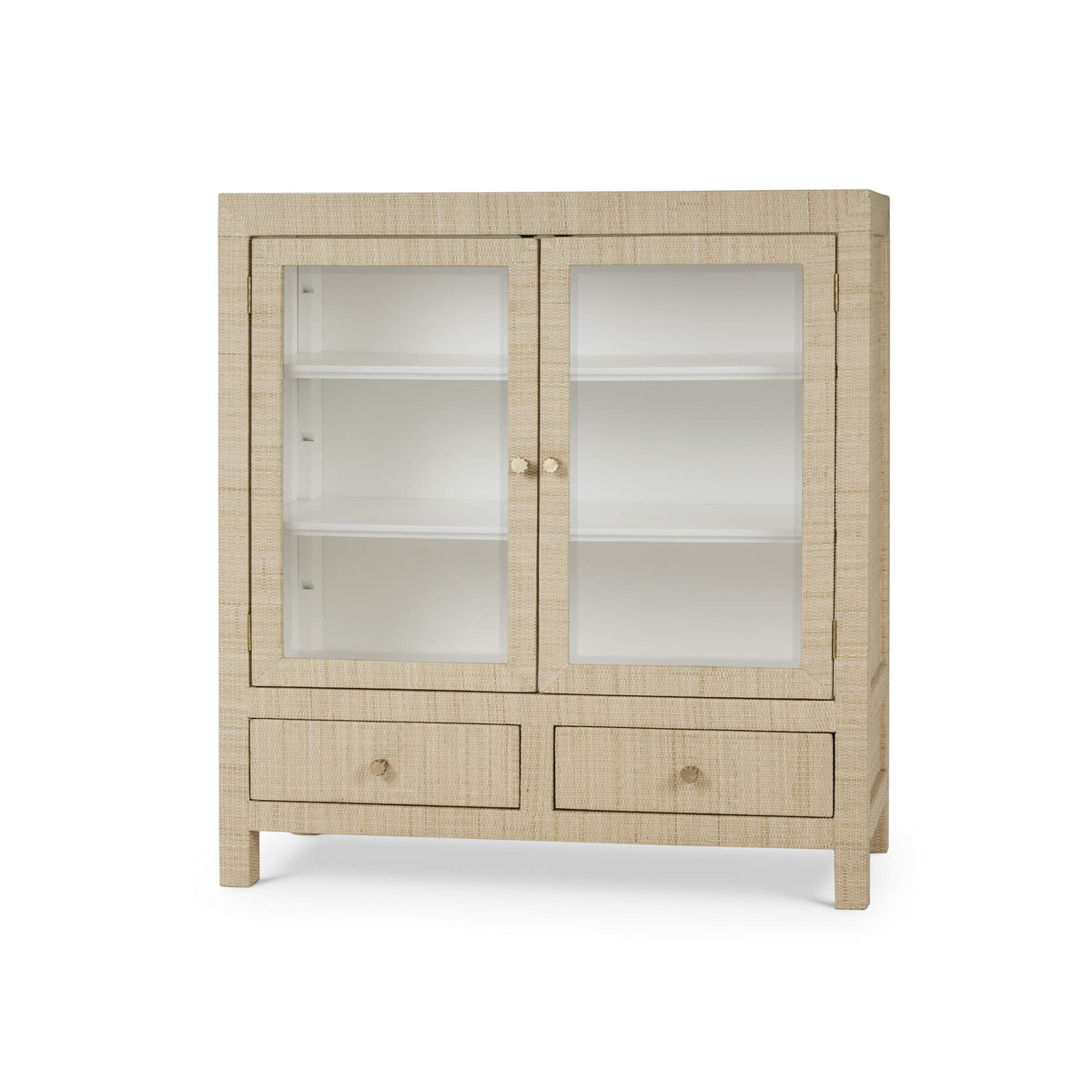 Kagu 2 Doors Sideboard Wrapped in Natural Rattan w/ True White Interior