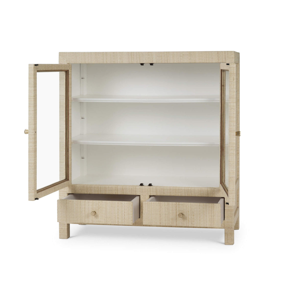 Kagu 2 Doors Sideboard Wrapped in Natural Rattan w/ True White Interior