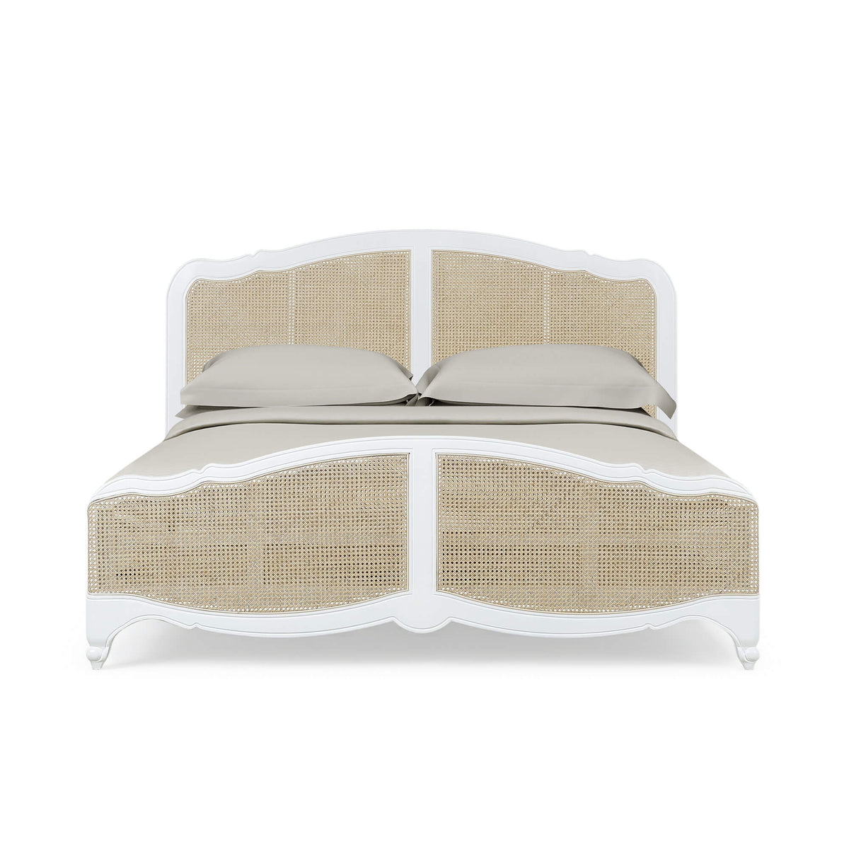 Covington Bed King in Architectural White w/ Rattan Natural