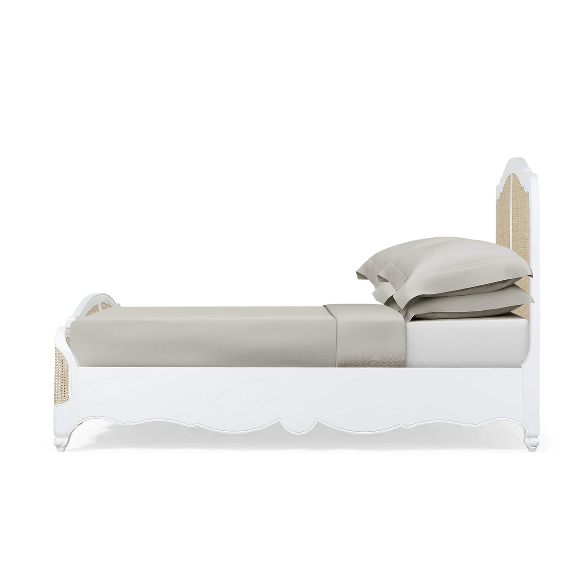Covington Bed King in Architectural White w/ Rattan Natural