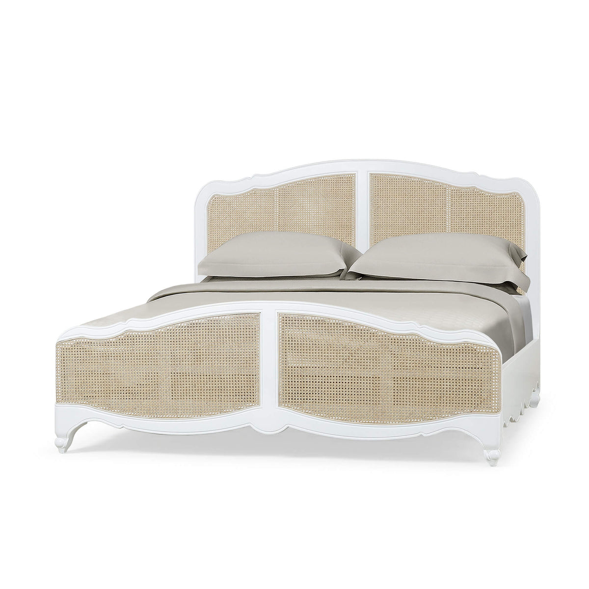 Covington Bed King in Architectural White w/ Rattan Natural