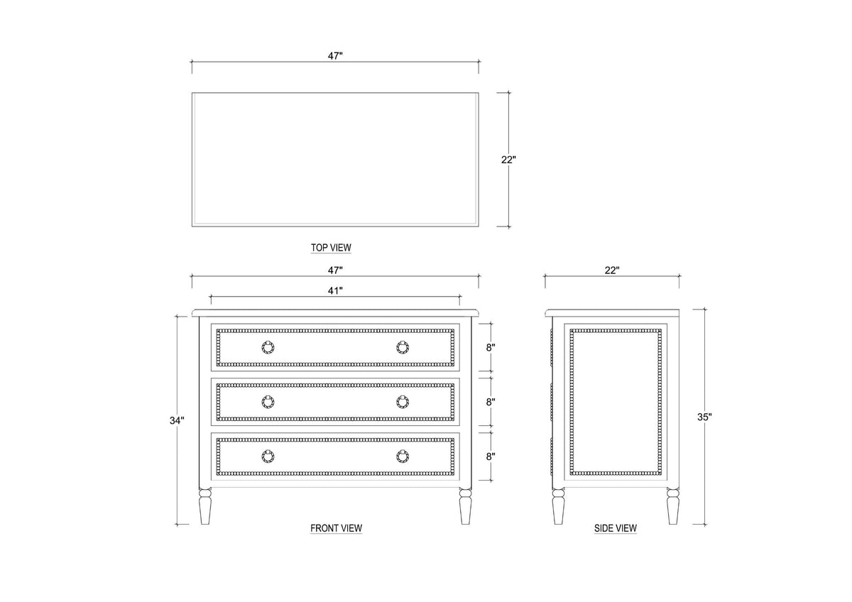 Cholet 3 Drawer Dresser in Architectural White