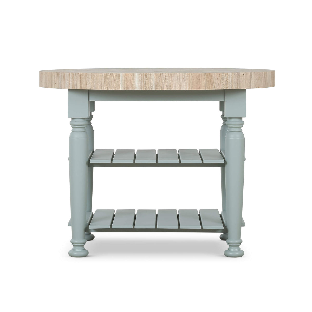 Farmhouse Butcher Block Kitchen Island in Pale Blue