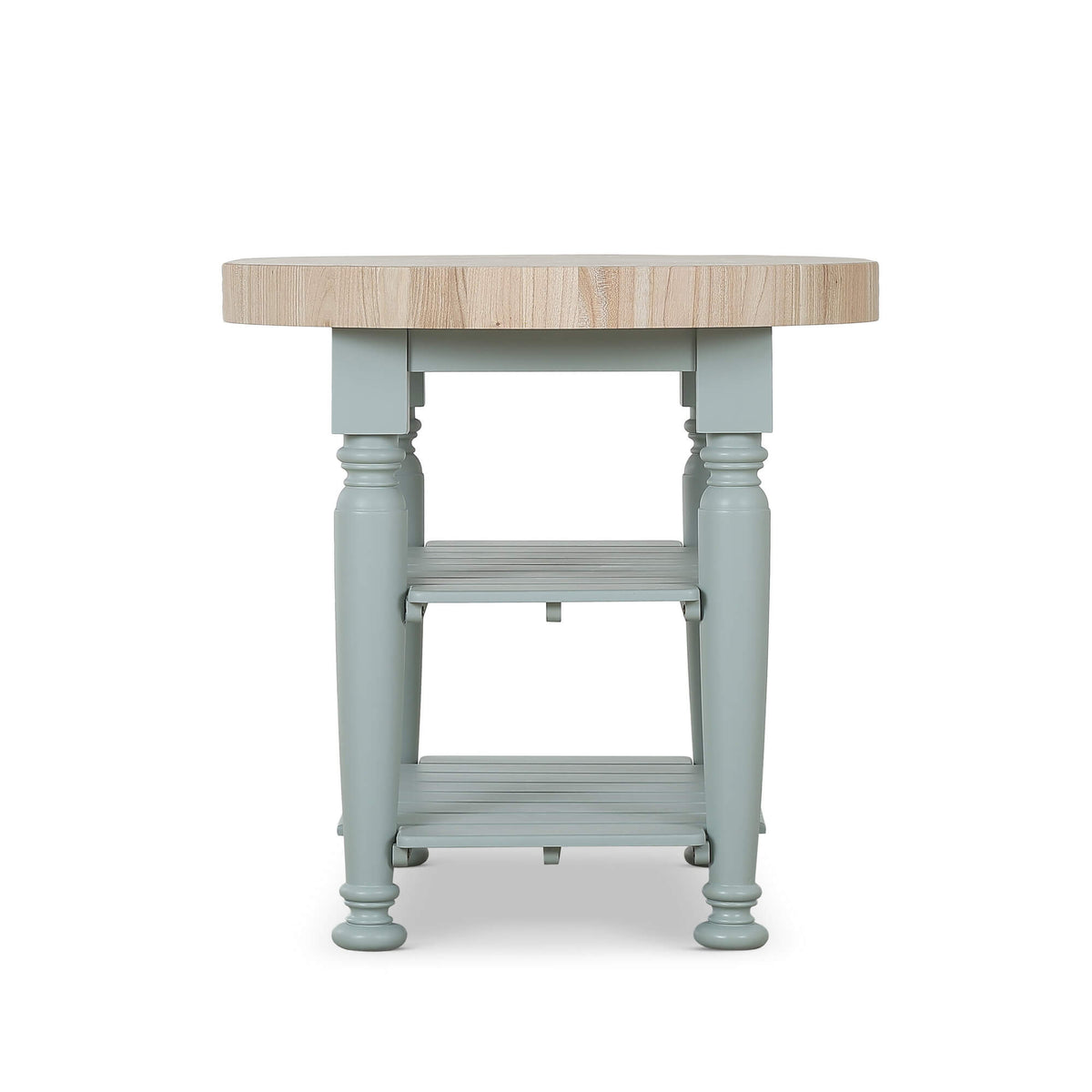 Farmhouse Butcher Block Kitchen Island in Pale Blue