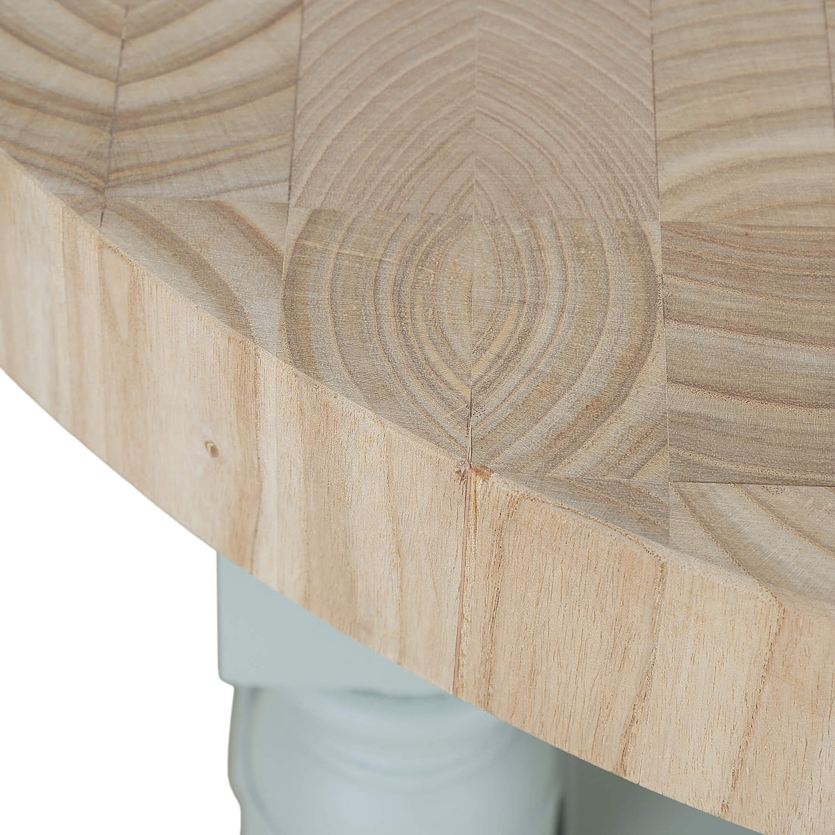 Farmhouse Butcher Block Kitchen Island in Pale Blue