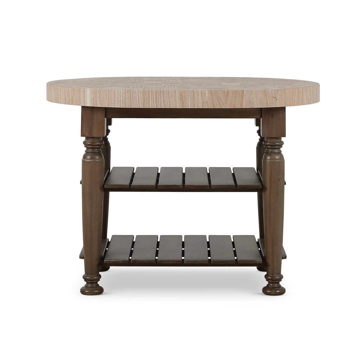 Farmhouse Butcher Block Kitchen Island in Straw Wash