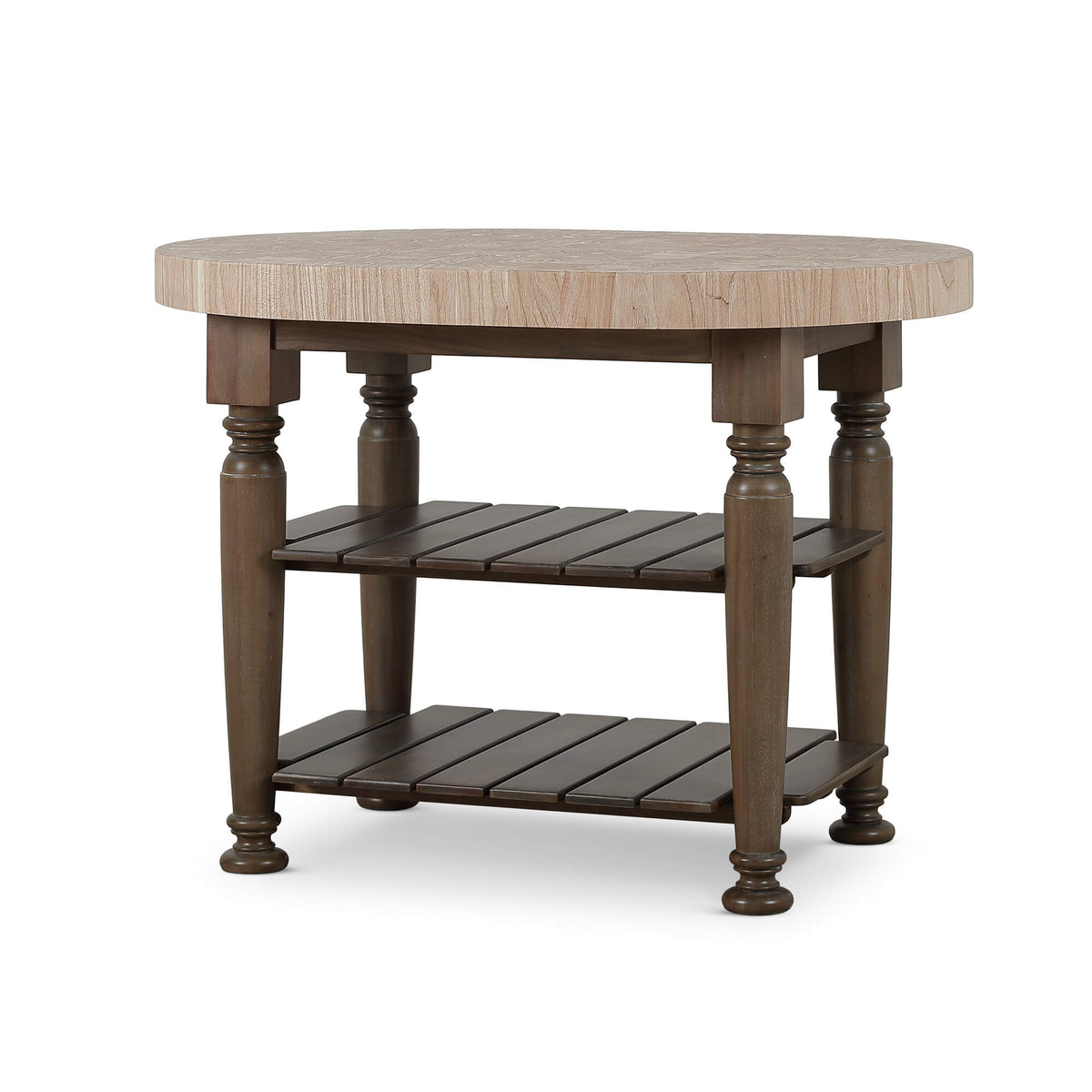 Farmhouse Butcher Block Kitchen Island in Straw Wash