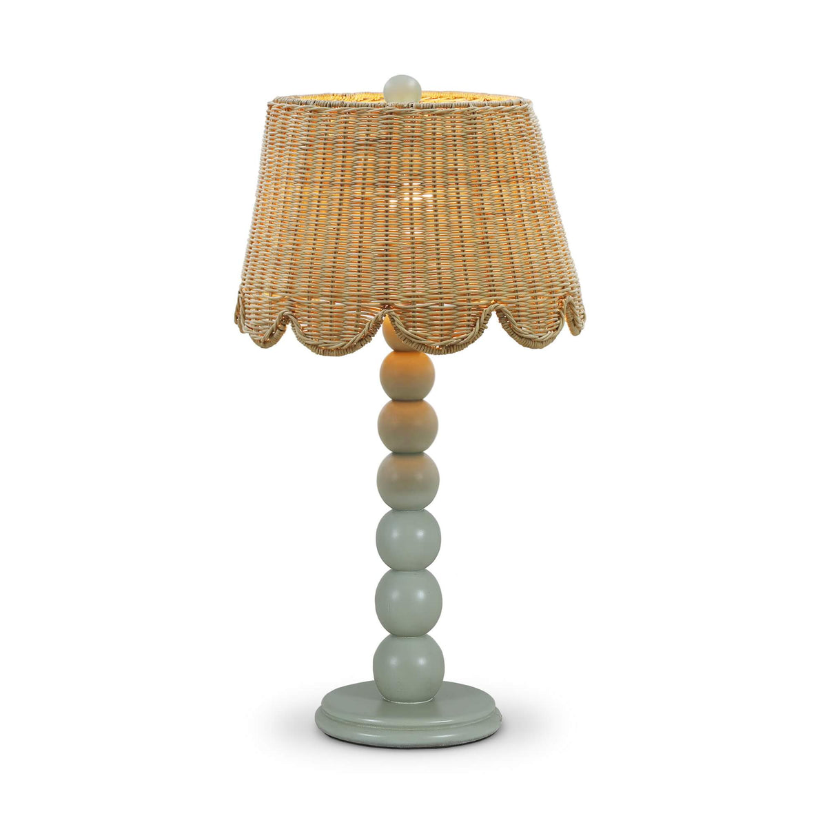 Cholet Table Lamp w/ Scalloped Shade in Vintage Fennel Green