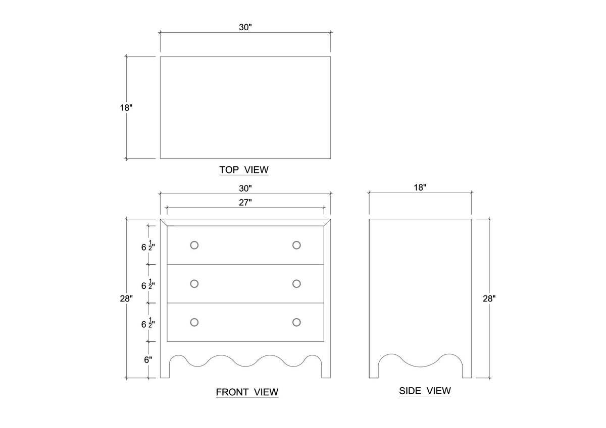 Chloe 3 Drawer Dresser in Straw Wash