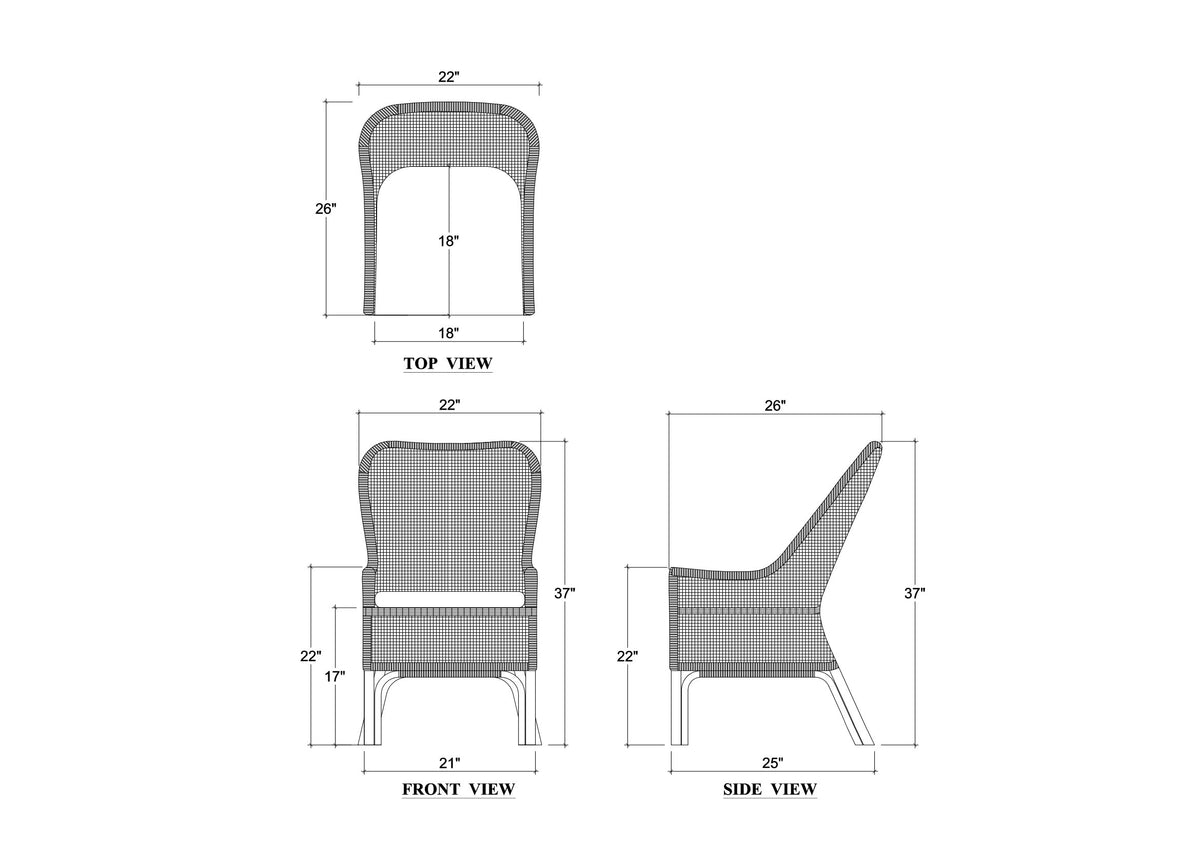 Cristo Dining Chair in Frosted Blue Rattan w/ Arctic White Performance Fabric Cushion