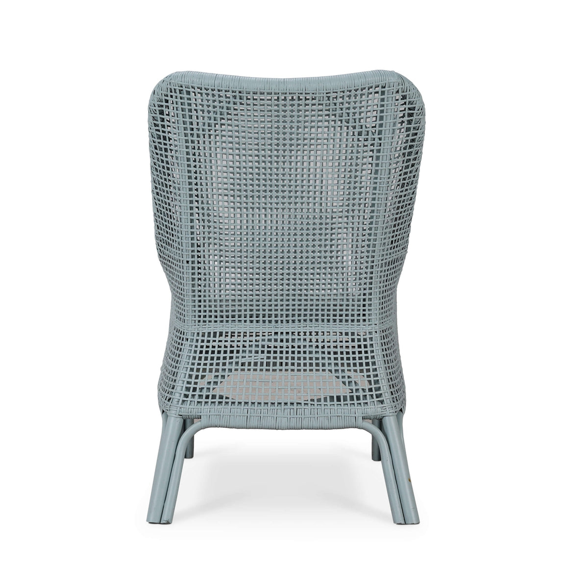 Cristo Dining Chair in Frosted Blue Rattan w/ Arctic White Performance Fabric Cushion