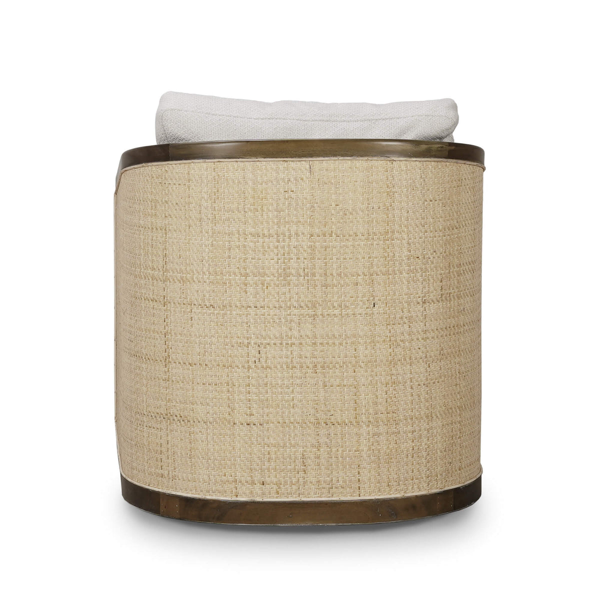 Willis Swivel Chair w/ Mahogany Frame in Straw Wash & Rattan Natural w/ Dinara Natural Fabric