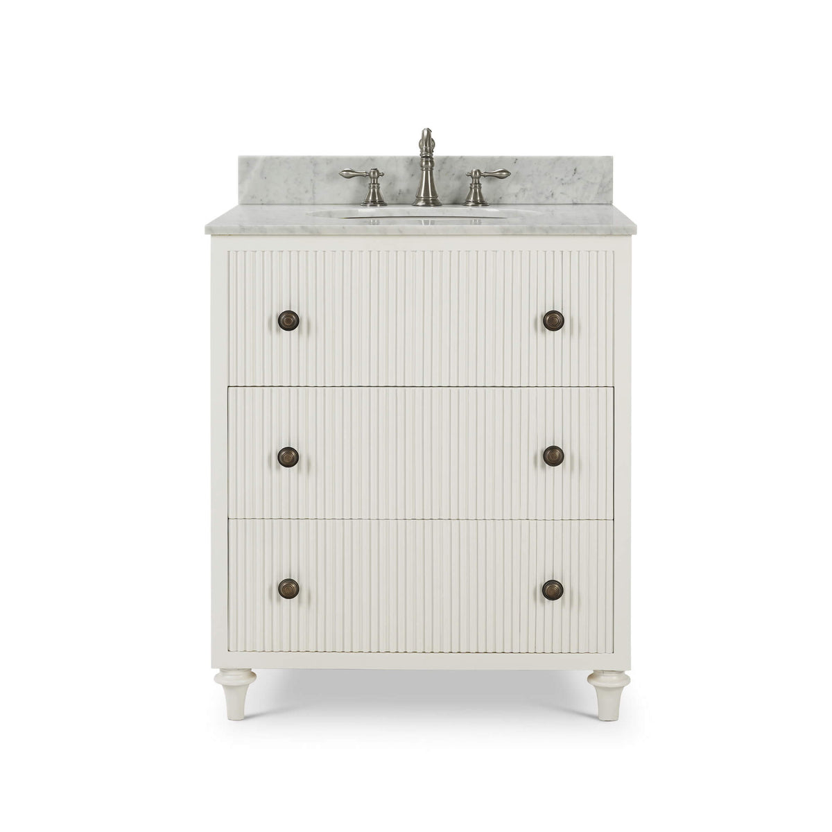 Kraton Single Vanity in True White w/ Sink & Marble Top
