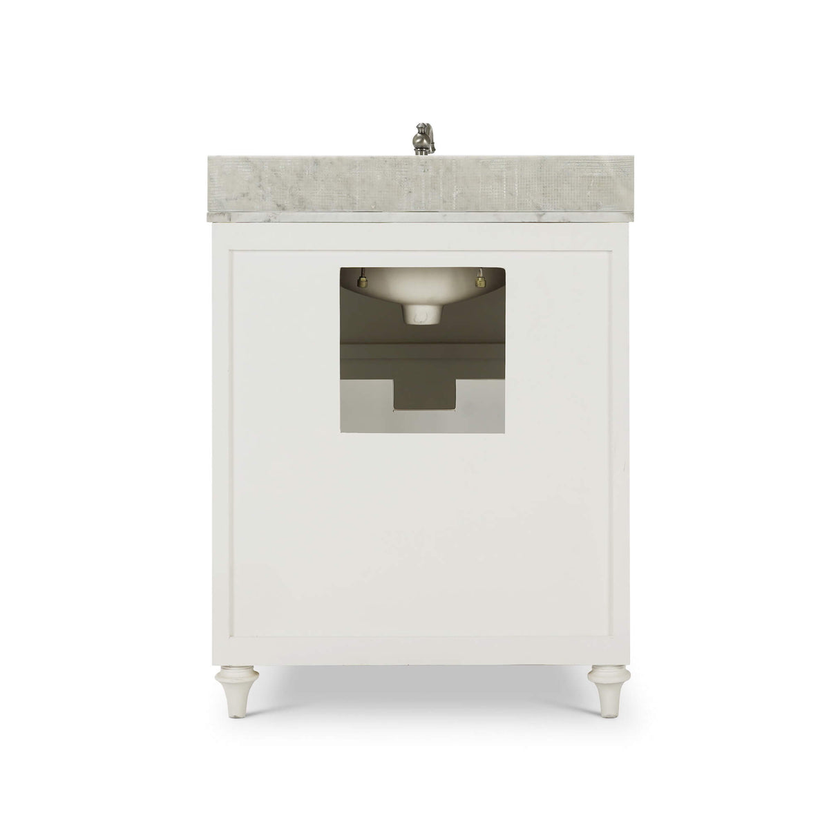 Kraton Single Vanity in True White w/ Sink & Marble Top