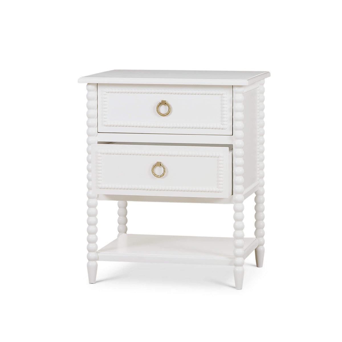 Cholet 2 Drawer Bedside Table w/ Shelf in Architectural White