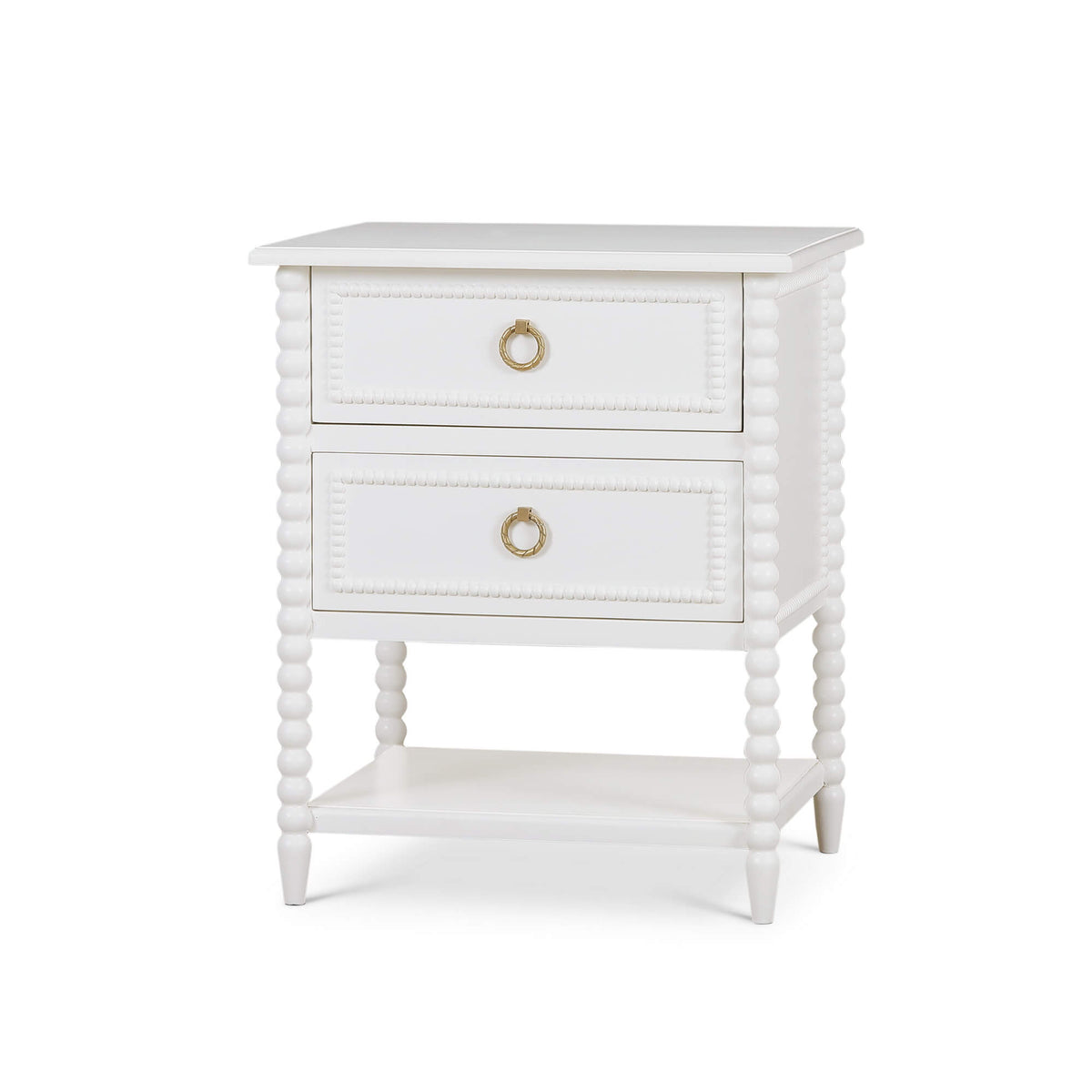 Cholet 2 Drawer Bedside Table w/ Shelf in Architectural White