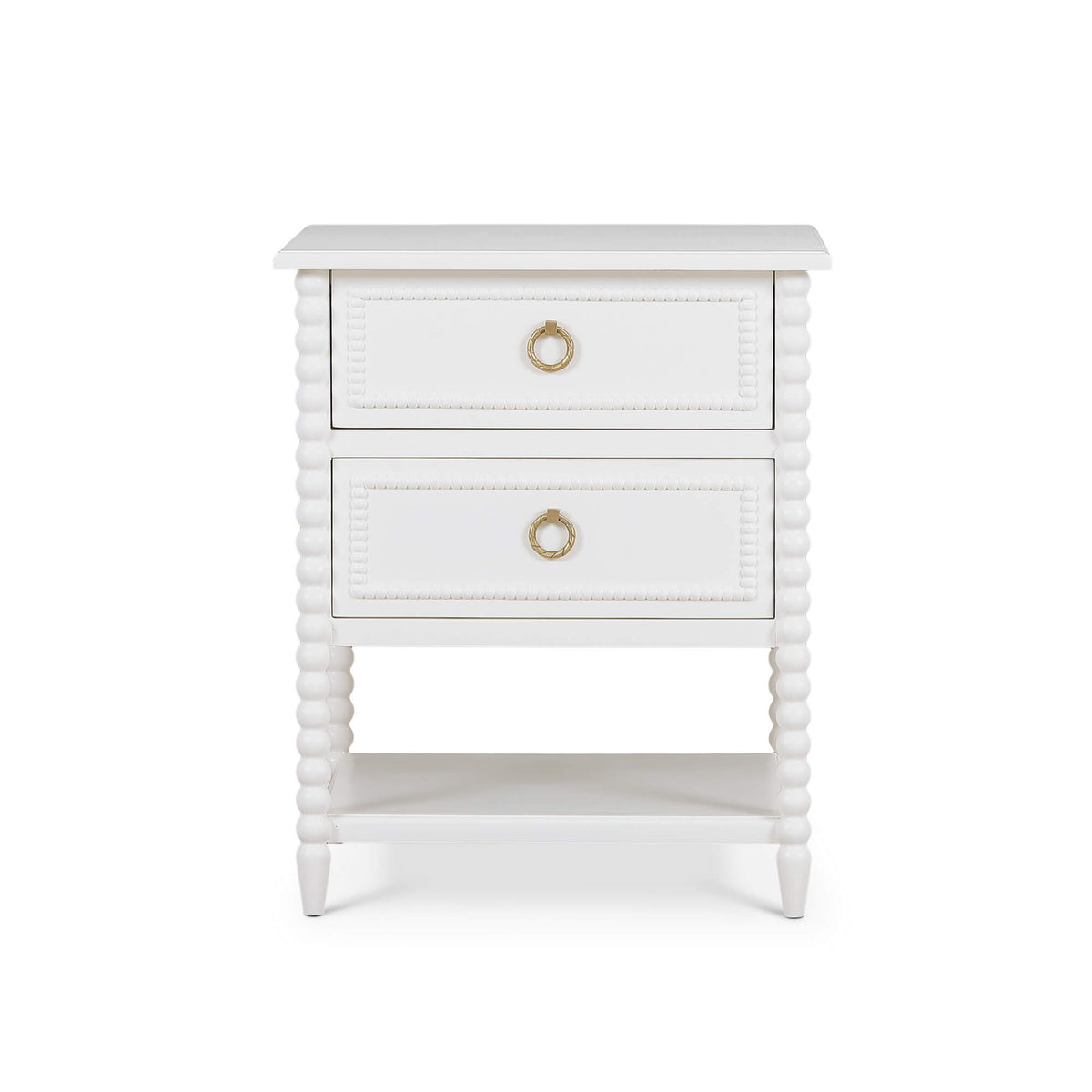 Cholet 2 Drawer Bedside Table w/ Shelf in Architectural White
