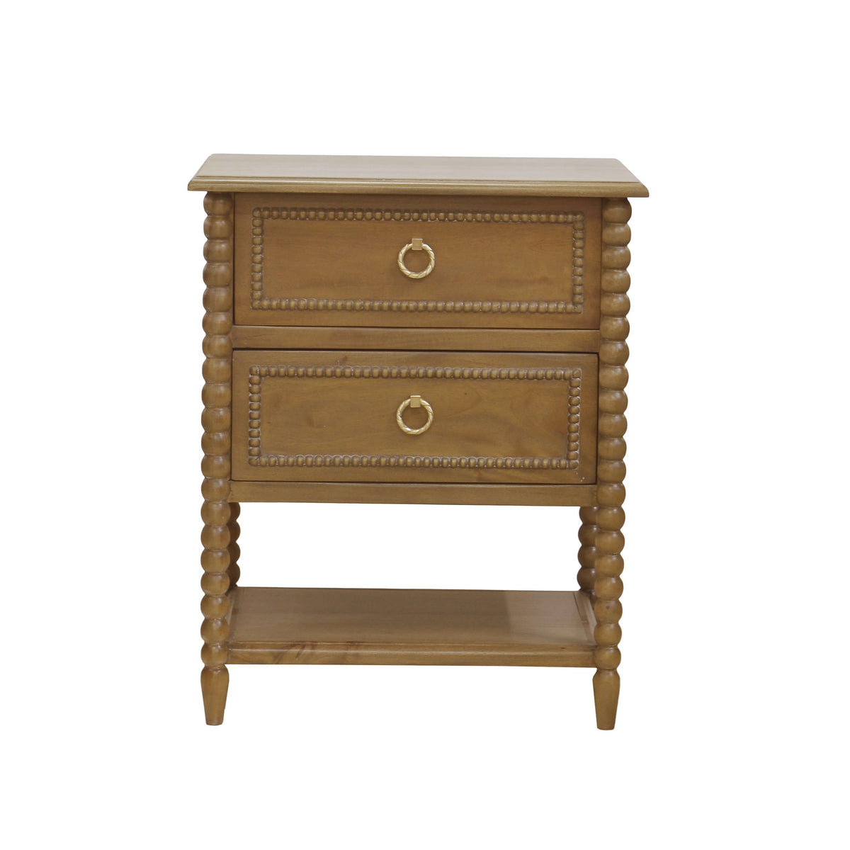 Cholet 2 Drawer Bedside Table w/ Shelf in Straw Wash
