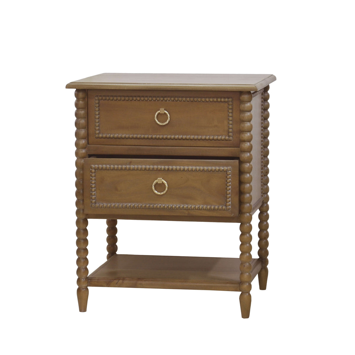 Cholet 2 Drawer Bedside Table w/ Shelf in Straw Wash