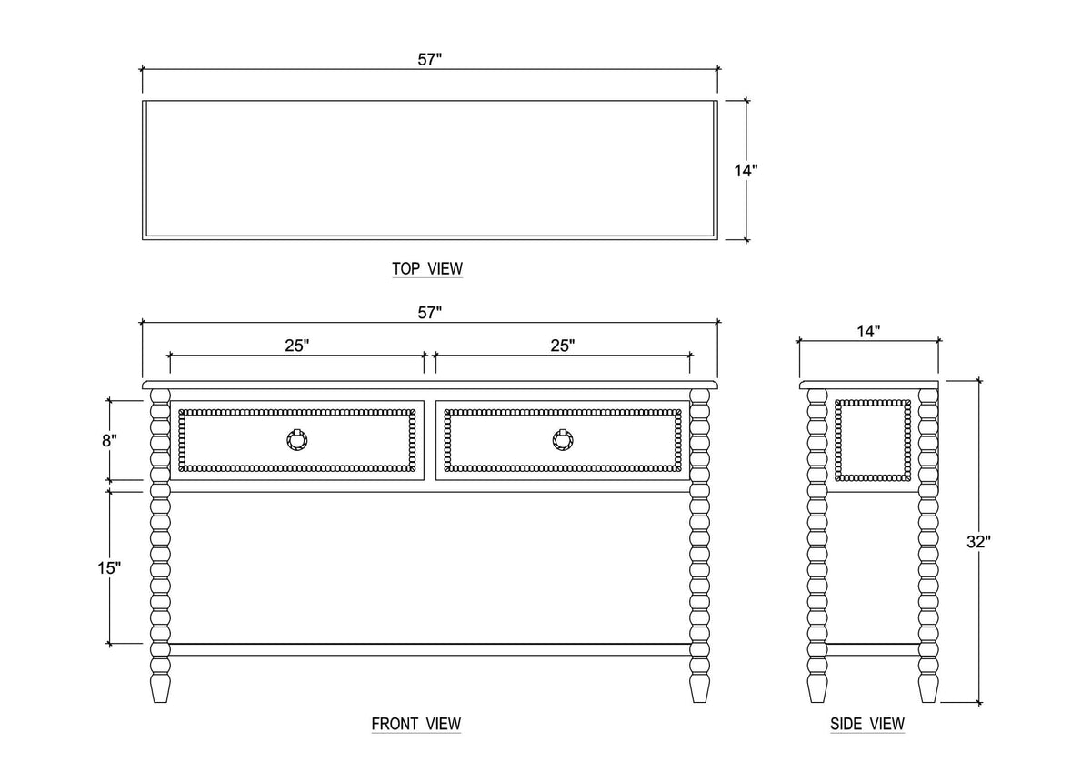 Cholet Console Table w/ 2 Drawers in Straw Wash