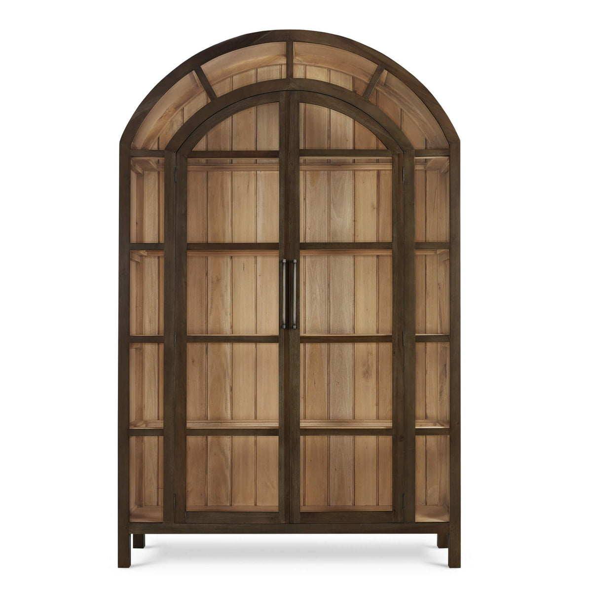 Vannes 2 Door Display Cabinet in Straw Wash w/ Driftwood Interior