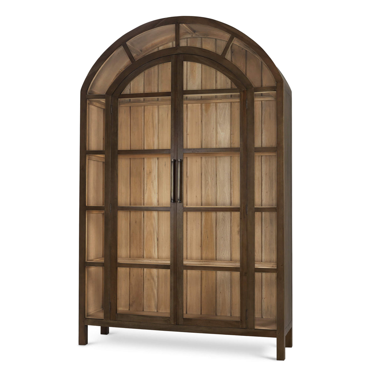 Vannes 2 Door Display Cabinet in Straw Wash w/ Driftwood Interior