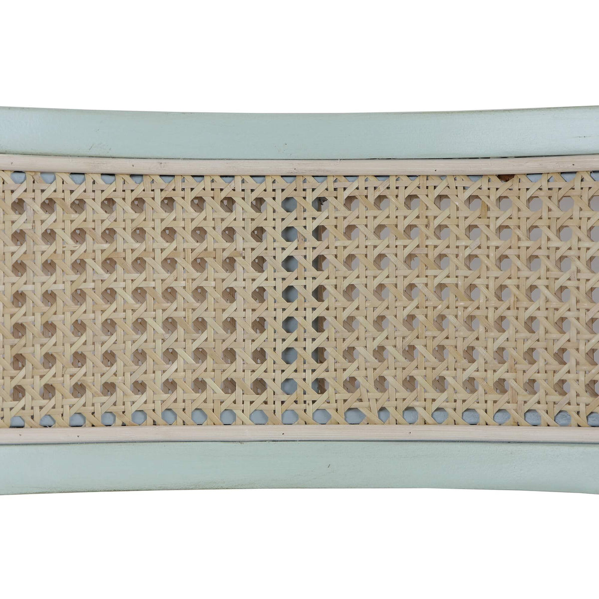 Beatrice Dining Chair in Vintage Moss Green w/ Arctic White Performance Fabric & Rattan Natural on Back